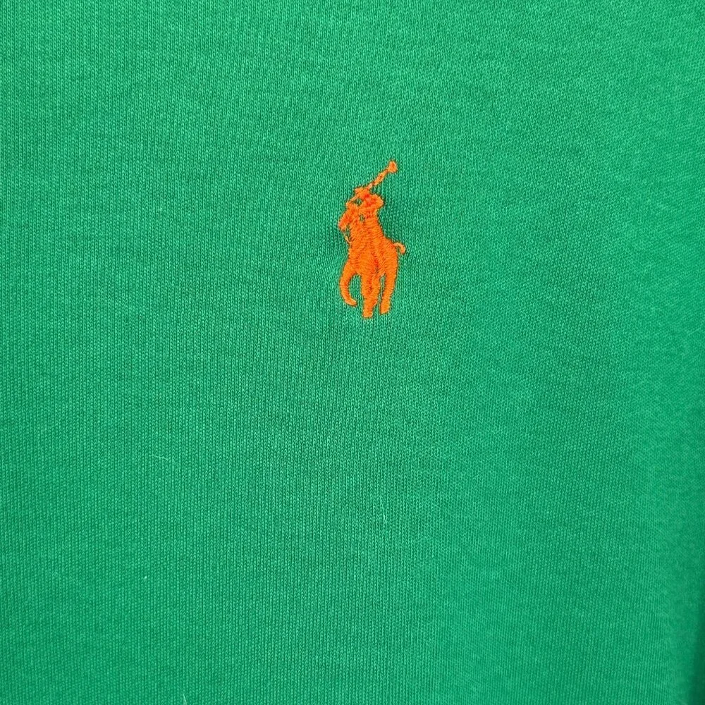 Polo Ralph Lauren Mens XL Long Sleeve Polo Shirt Green Embroidered Logo Cotton